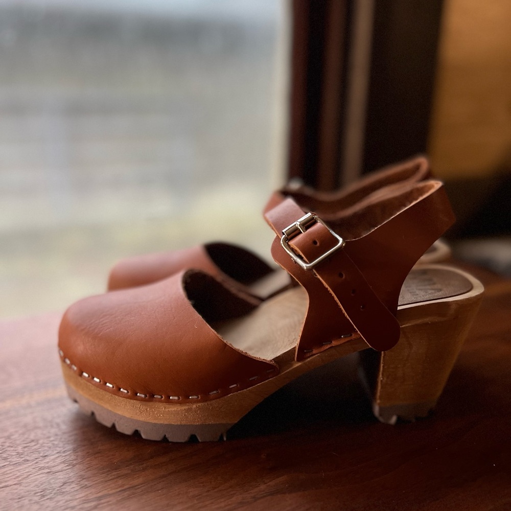 MIA Brown Leather Mules